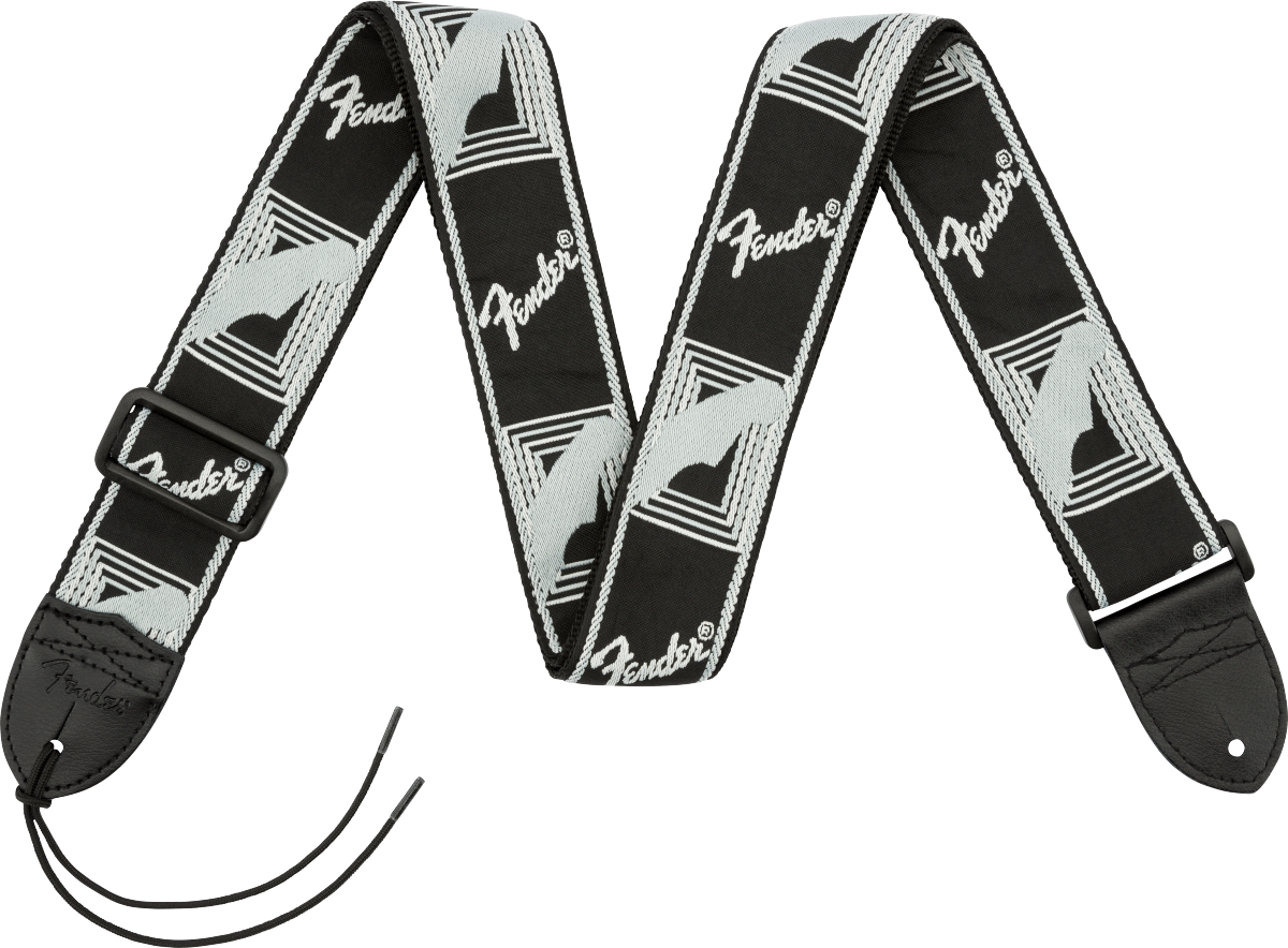 Fender Monogrammed Strap Black/Light Grey/Dark Grey Guitar Strap - Acoustic Centre Music Store, Melbourne Australia