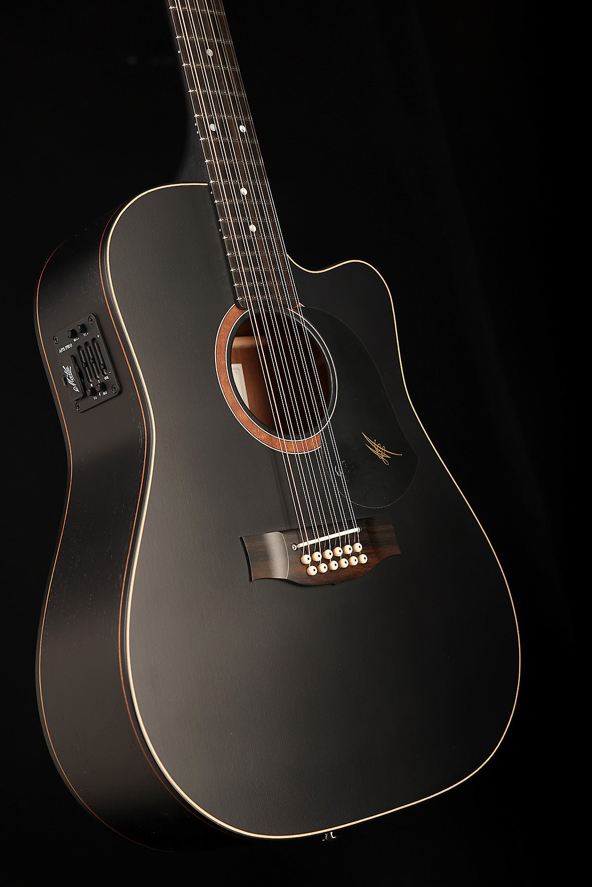 Maton SRS70C-12 Custom ‘Satin Black’ 12-String Dreadnought Cutaway Acoustic Electric Guitar