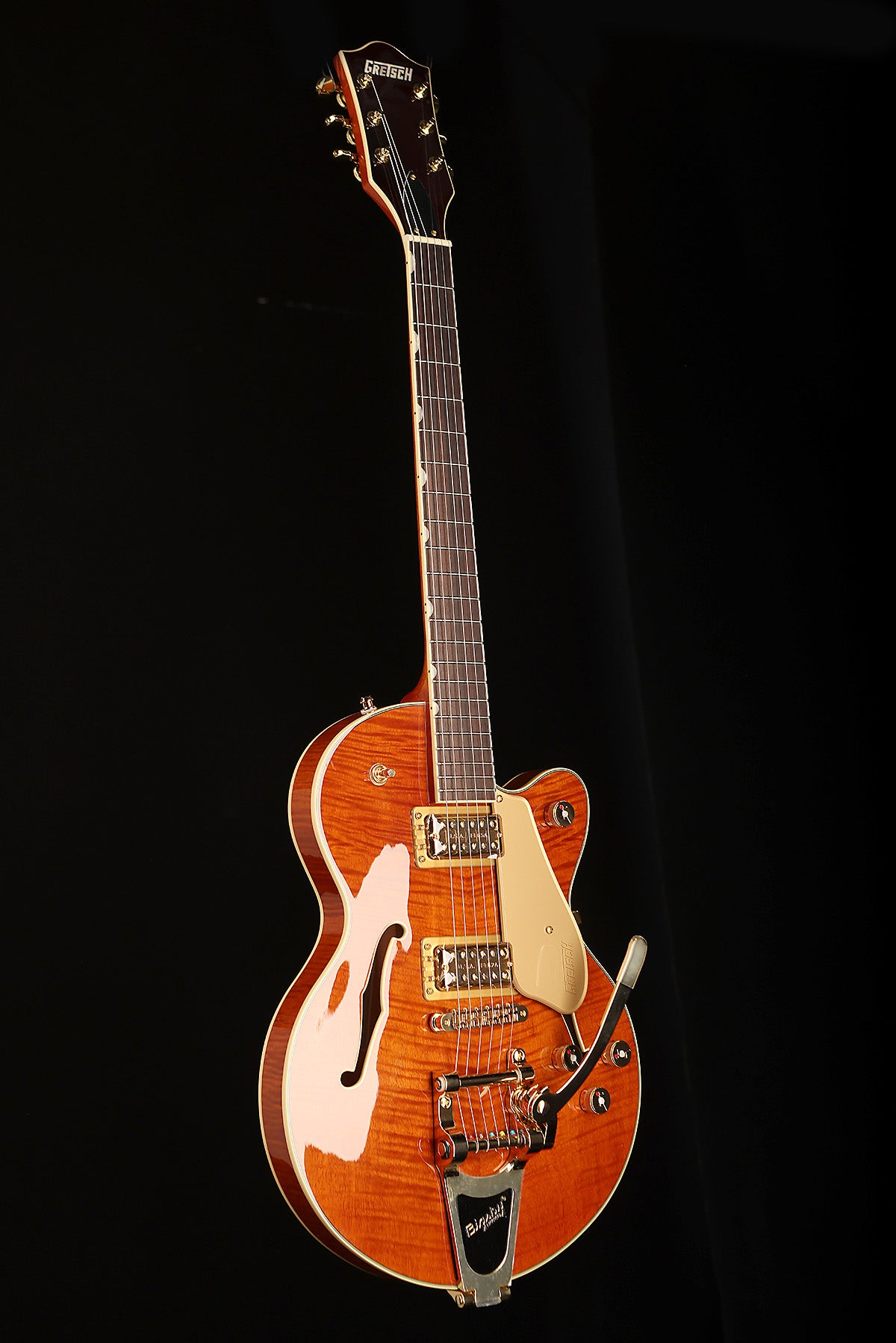 Gretsch Electromatic LTD Flame Okoume Broadkaster Jr. Single-Cut with Bigsby &#39;Roundup Orange&#39; Electric Guitar - Acoustic Centre Music Store, Melbourne Australia
