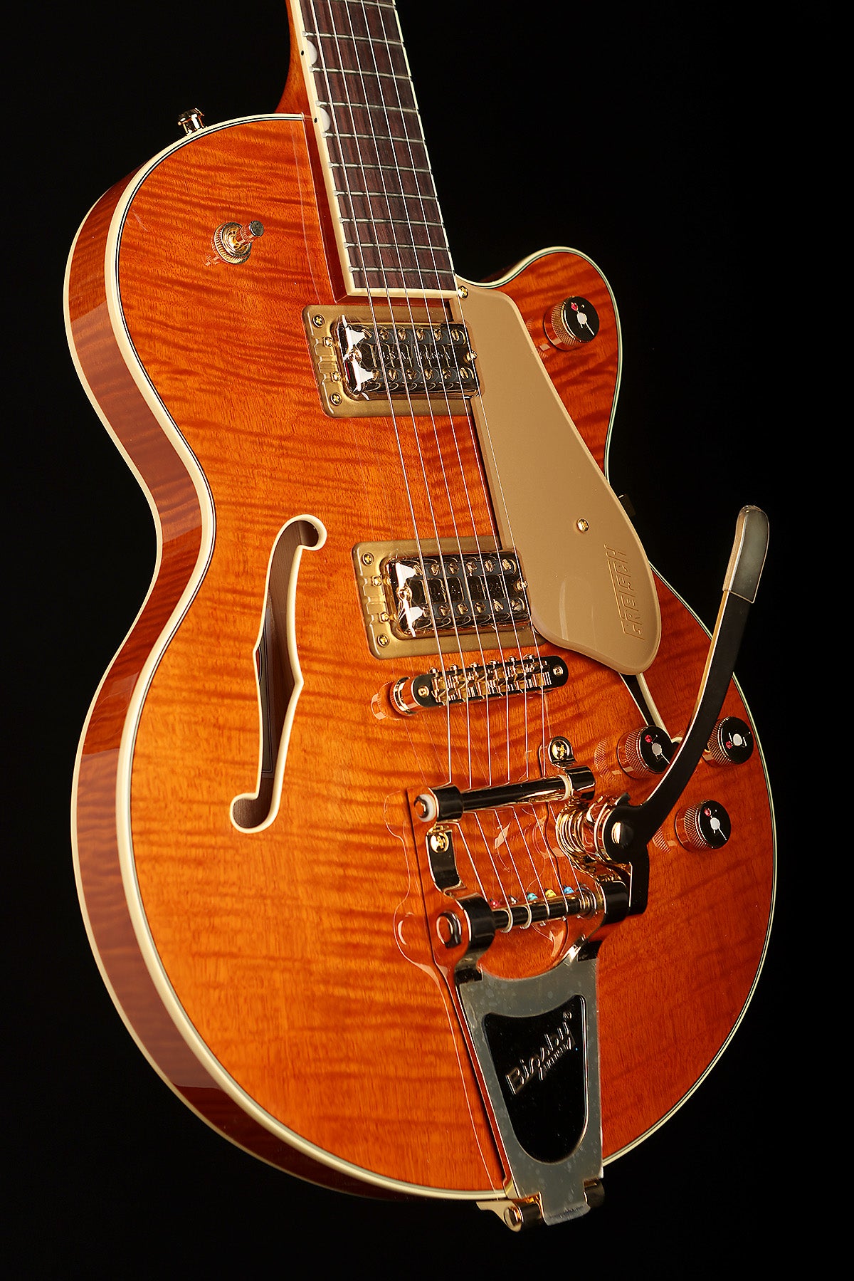 Gretsch Electromatic LTD Flame Okoume Broadkaster Jr. Single-Cut with Bigsby &#39;Roundup Orange&#39; Electric Guitar - Acoustic Centre Music Store, Melbourne Australia