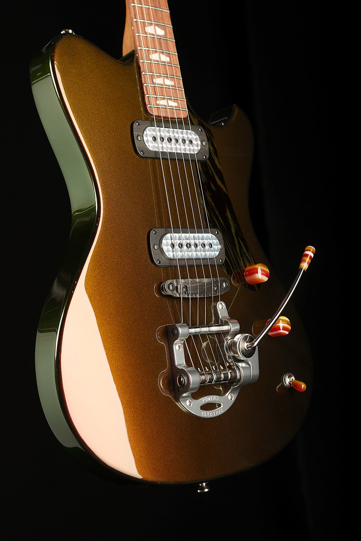 Powers Electric A-Type &#39;Chroma Watermelon&#39; with Camtail Vibrato Electric Guitar - Acoustic Centre Music Store, Melbourne Australia