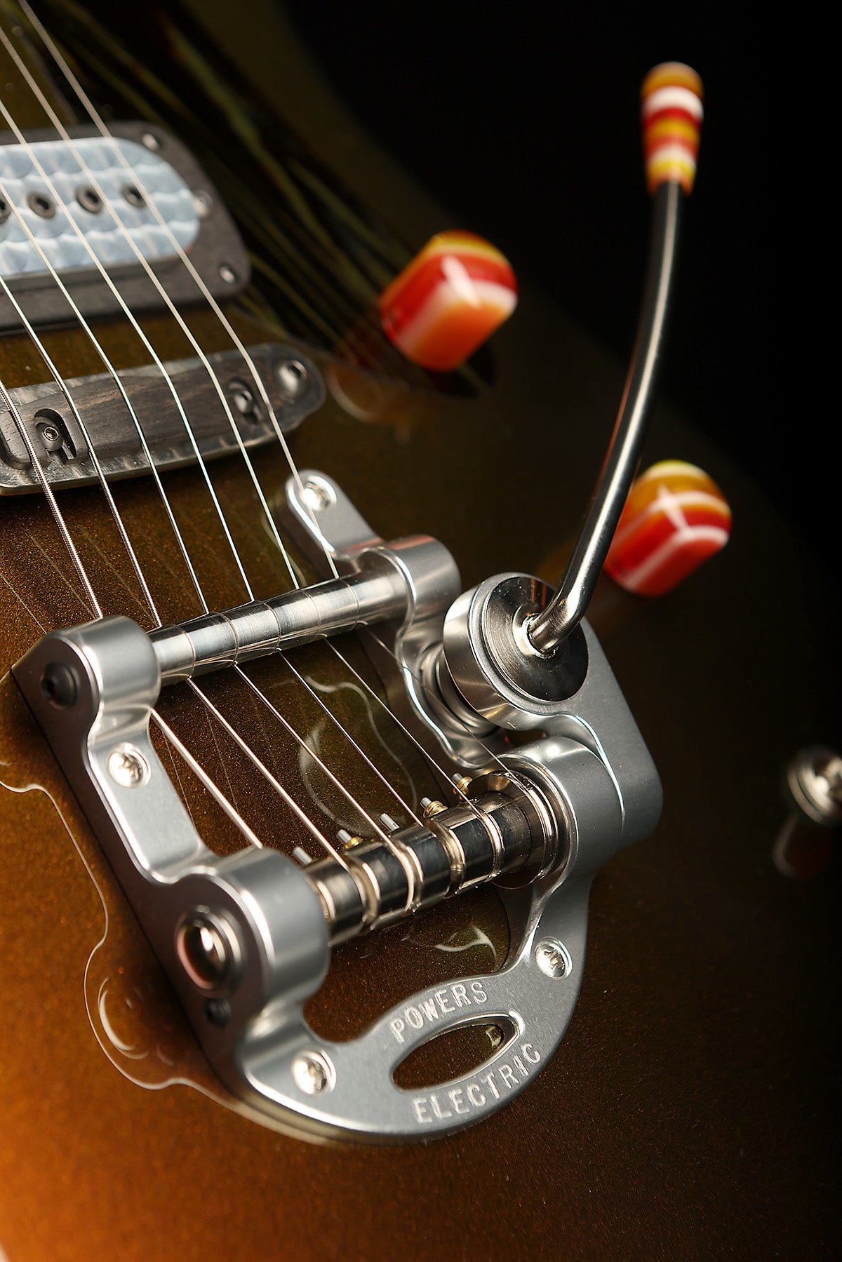 Powers Electric A-Type &#39;Chroma Watermelon&#39; with Camtail Vibrato Electric Guitar - Acoustic Centre Music Store, Melbourne Australia