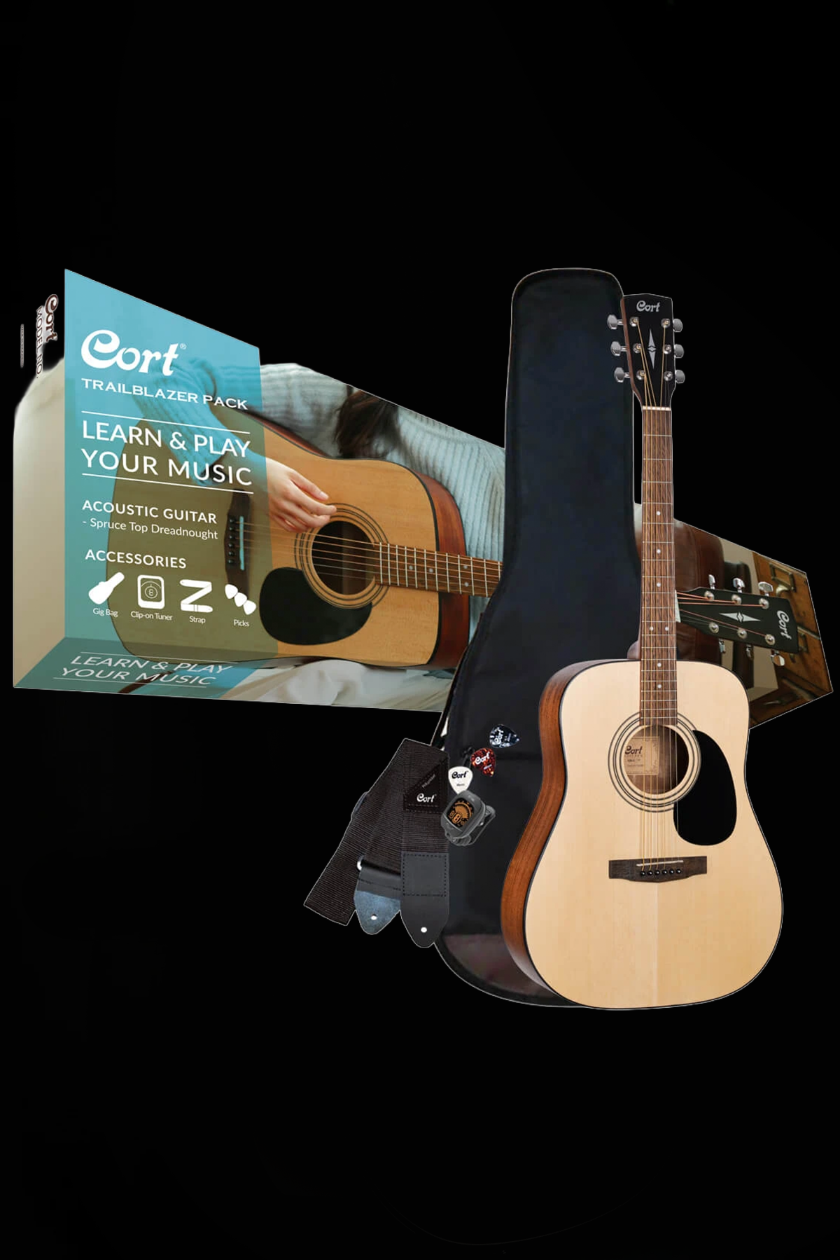 Cort CAP810 Trailblazer Acoustic Guitar Starter Pack
