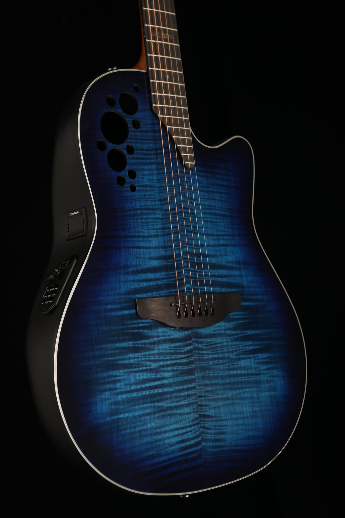 Ovation Celebrity Elite Plus Flame Maple 'Limited Edition Blue' Acoustic Electric Guitar - Acoustic Centre Music Store, Melbourne Australia