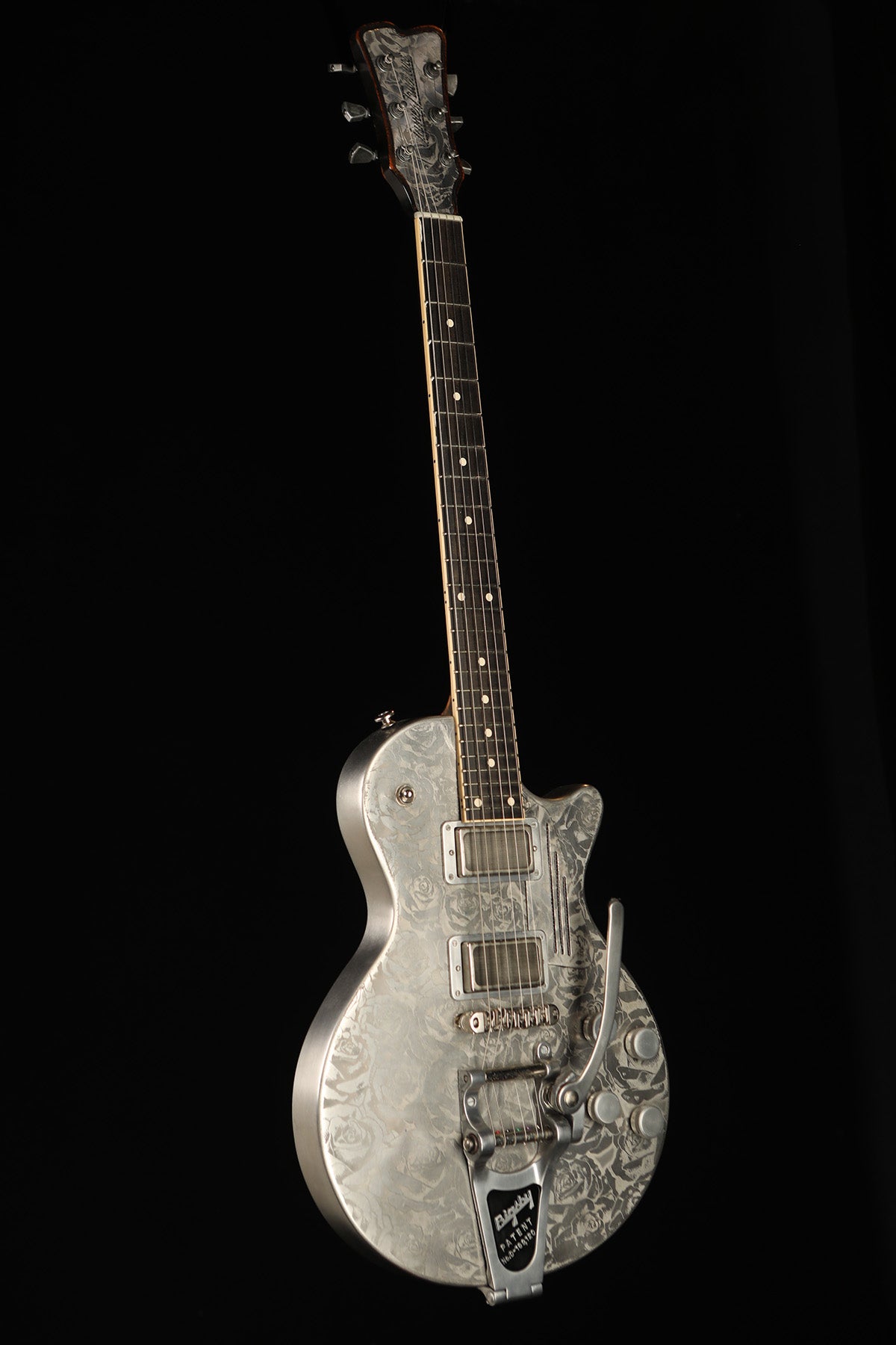Trussart SteelDeville &#39;Antique Silver Engraved Roses&#39; #24035 Single Cut Electric Guitar - Acoustic Centre Music Store, Melbourne Australia