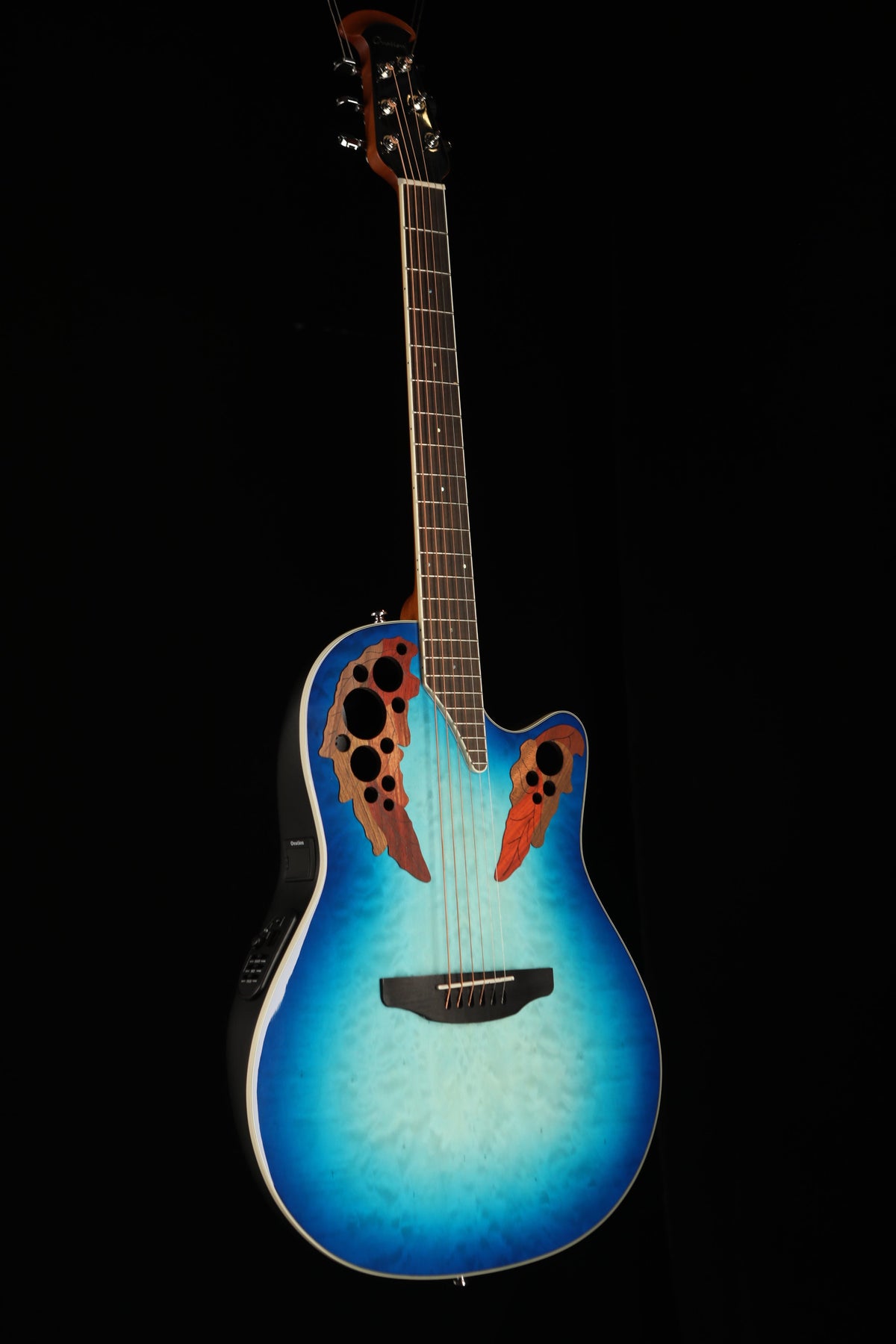 Ovation Celebrity Elite Exotic 'Caribbean Blue Quilted Maple' Acoustic Electric Guitar - Acoustic Centre Music Store, Melbourne Australia