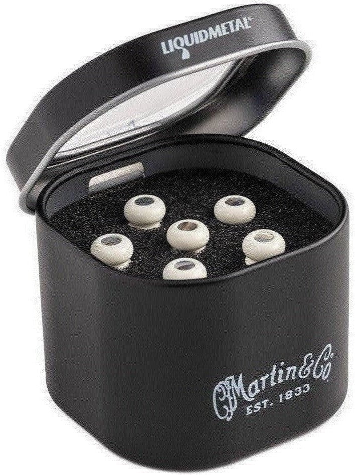 Martin Guitars Luxe Liquid Metal Bridge Pin Set &#39;Bone with Pearl Dot&#39; - Acoustic Centre Music Store, Melbourne Australia