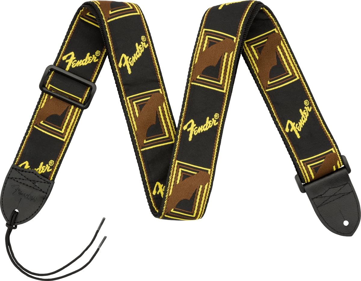 Fender Monogrammed Black/Yellow/Brown Guitar Strap - Acoustic Centre Music Store, Melbourne Australia