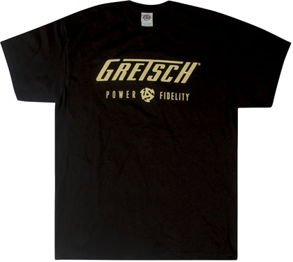 Gretsch Power &amp; Fidelity Logo T-Shirt - Black - Acoustic Centre Music Store, Melbourne Australia