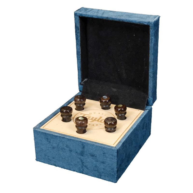 Taylor Custom Water Buffalo Bridge Pins - Brown with Abalone Inlay