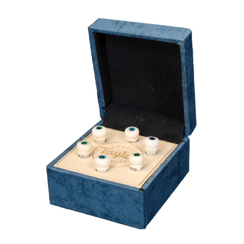 Taylor Custom Water Buffalo Bridge Pins - White with Green Australian Opal Inlay