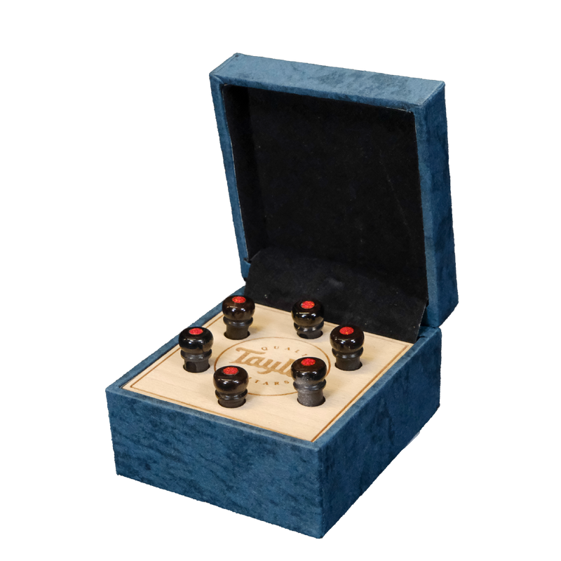 Taylor Custom Water Buffalo Bridge Pins - Brown with Australian Red Opal Inlay