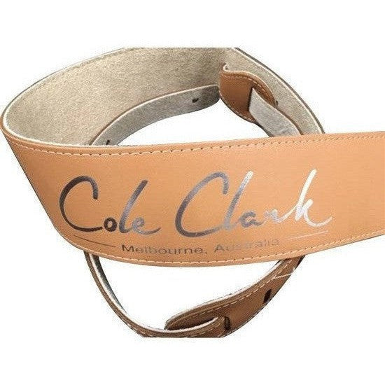 Cole Clark 2.5" Leather Strap -Tan / Silver - Acoustic Centre Music Store, Melbourne Australia
