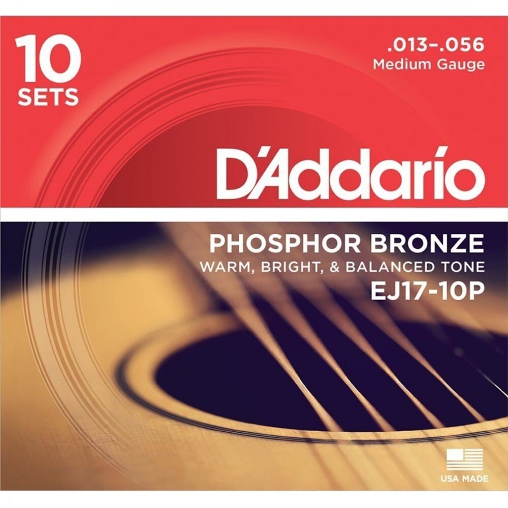 D&#39;Addario EJ17-10P Medium Gauge 10-pack Acoustic Guitar Strings - Acoustic Centre Music Store, Melbourne Australia