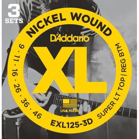 D&#39;Addario EXL125-3D 3-Pack Nickel Wound 9 - 46 Electric Guitar Strings - Acoustic Centre Music Store, Melbourne Australia