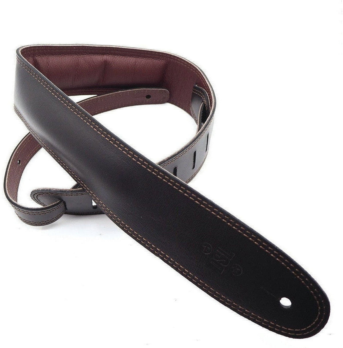 DSL 2.5" Padded Garment Leather Guitar Strap - Black/Brown - Acoustic Centre Music Store, Melbourne Australia