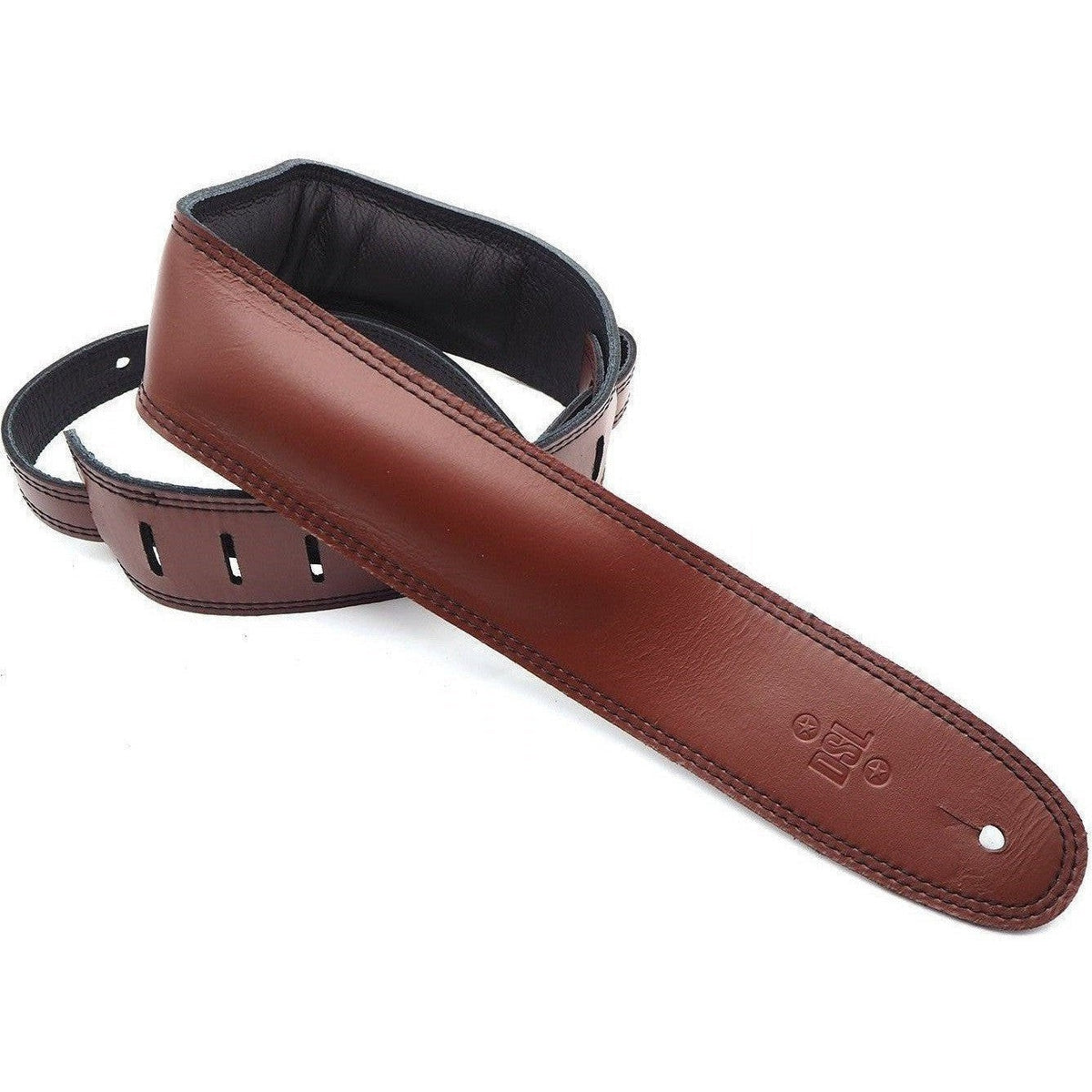 DSL 2.5" Padded Garment Leather Guitar Strap - Maroon/Black - Acoustic Centre Music Store, Melbourne Australia