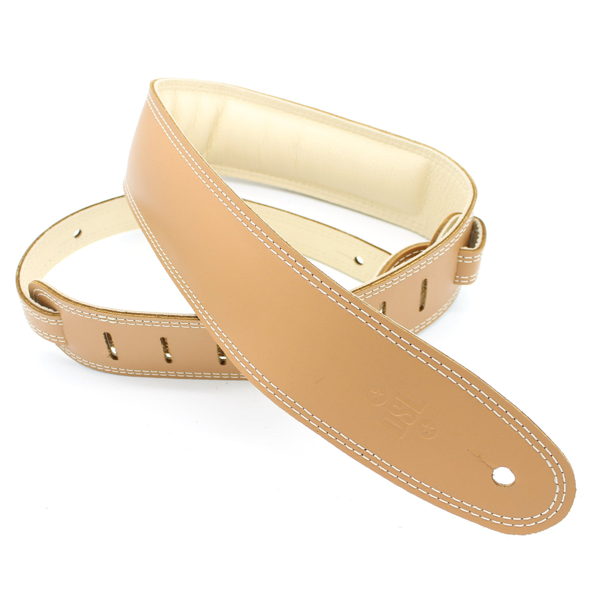 DSL 2.5&quot; Padded Garment Leather Guitar Strap - Tan/Beige - Acoustic Centre Music Store, Melbourne Australia