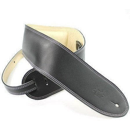 DSL 3.5" Padded Garment Leather Guitar Strap - Black/Beige - Acoustic Centre Music Store, Melbourne Australia