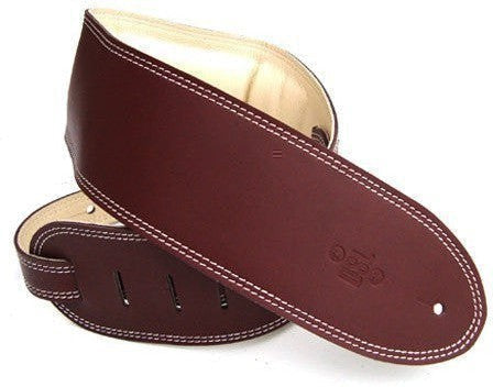 DSL 3.5" Padded Garment Leather Guitar Strap - Maroon/Beige - Acoustic Centre Music Store, Melbourne Australia