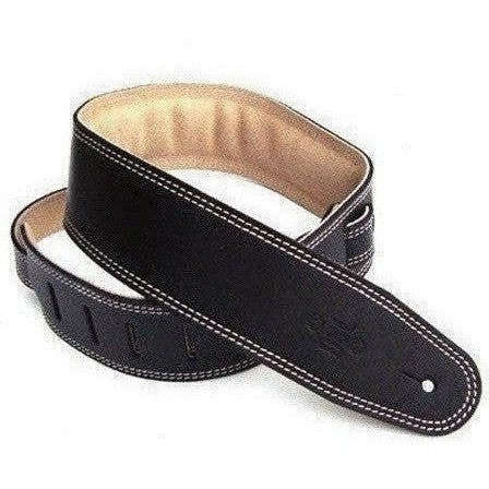 DSL 2.5" Padded Leather / Suede Guitar Strap - Black/Beige - Acoustic Centre Music Store, Melbourne Australia
