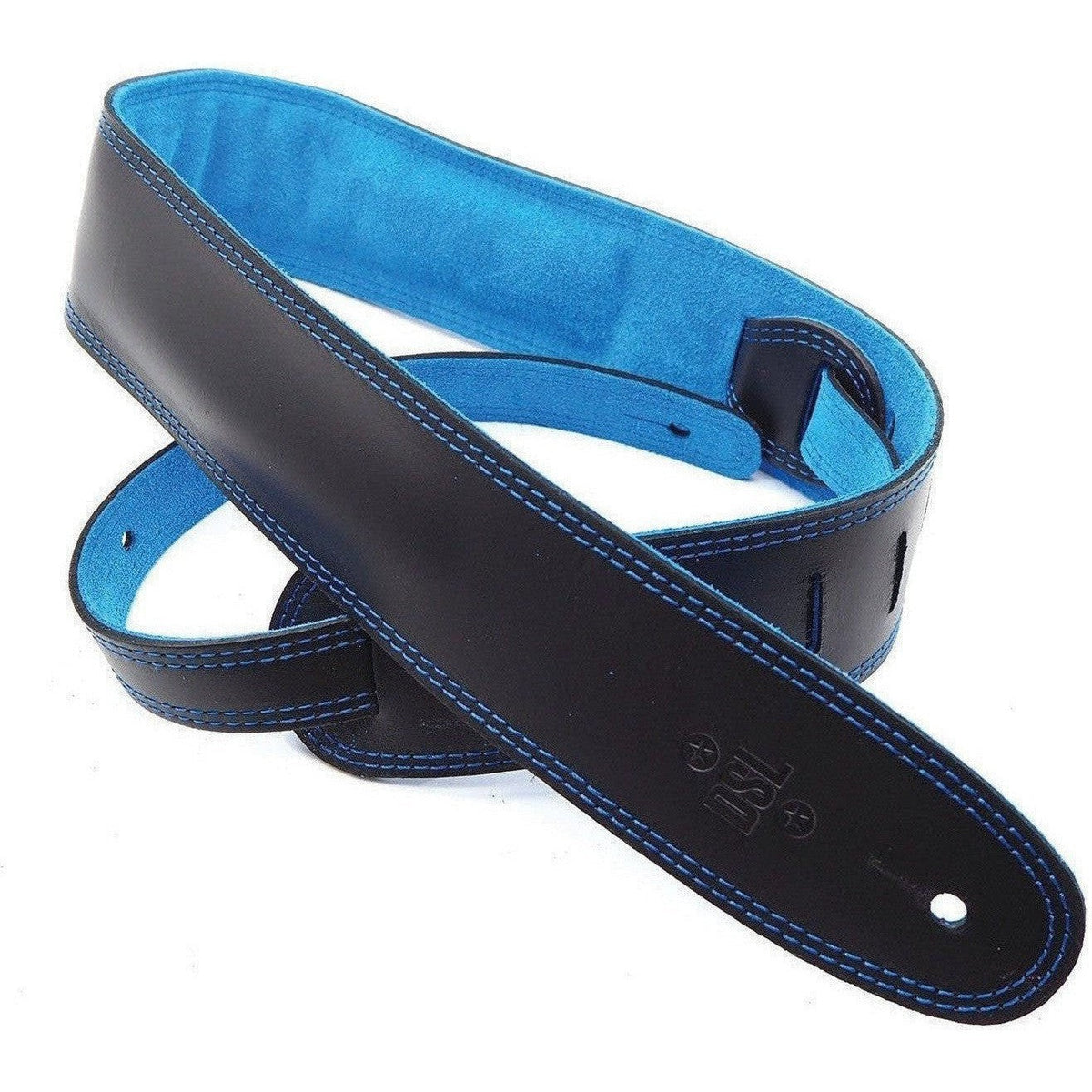 DSL 2.5" Padded Leather / Suede Guitar Strap - Black/Blue - Acoustic Centre Music Store, Melbourne Australia