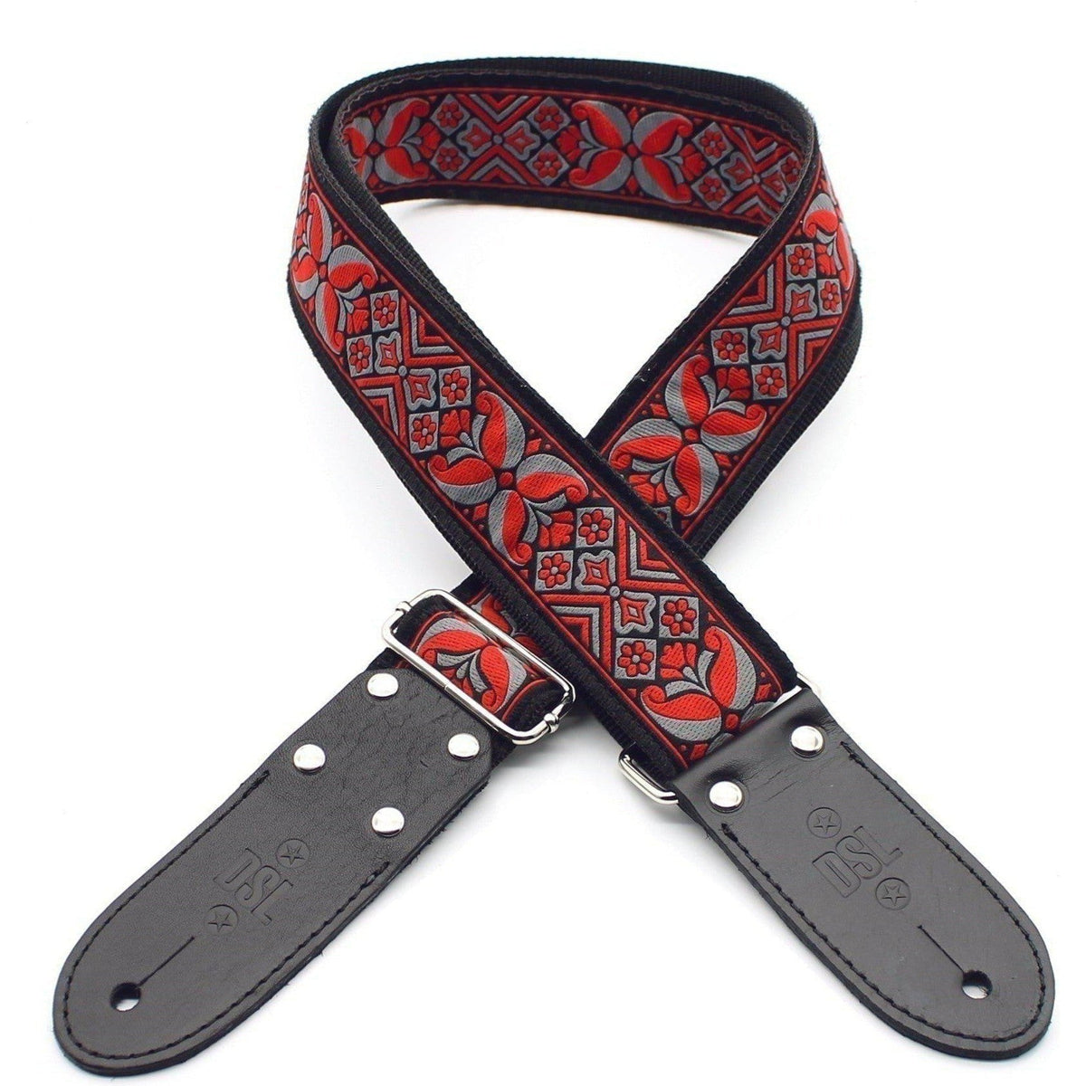 DSL 2&quot; Jacquard Weaving Guitar Strap - DC Red - Acoustic Centre Music Store, Melbourne Australia