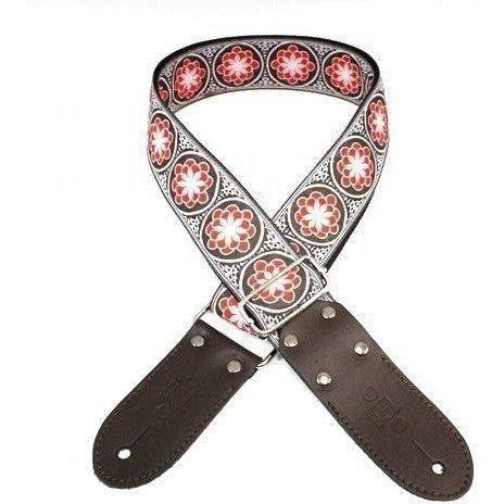 DSL 2&quot; Jacquard Weaving Guitar Strap - Flower Red - Acoustic Centre Music Store, Melbourne Australia