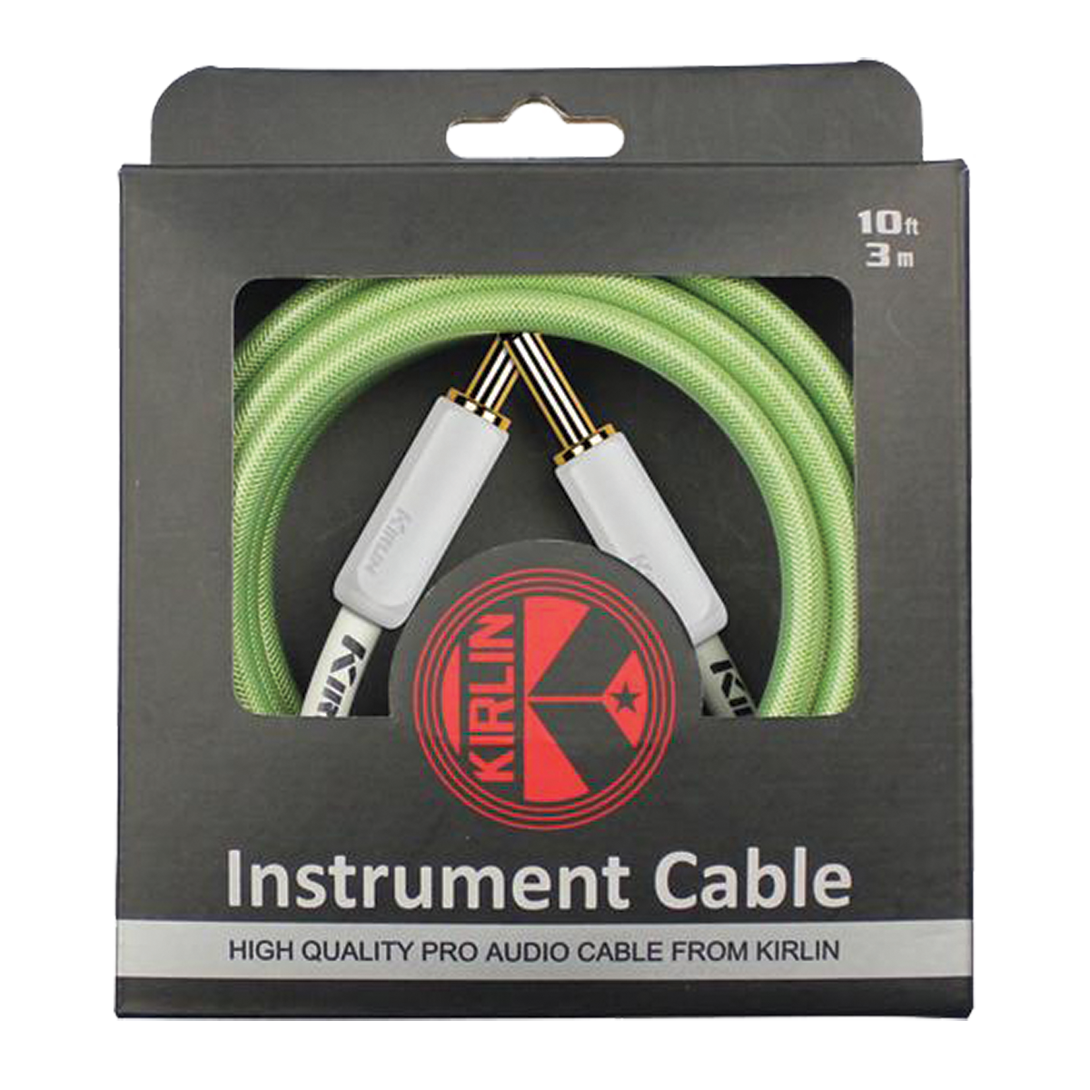 Kirlin KIPW-201WGR Premium PVC Woven ‘Green’ Guitar Cable 10ft