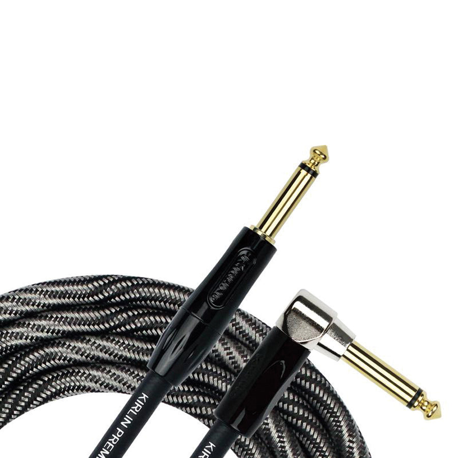 Kirlin IWB-202WBW Premium Plus Wave ‘Black’ Right Angle Guitar Cable 20ft