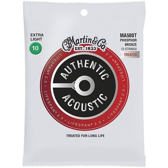 Martin Authentic Treated 12-String Phosphor Bronze Acoustic Guitar Strings - 0.010 - 0.047 - Acoustic Centre Music Store, Melbourne Australia
