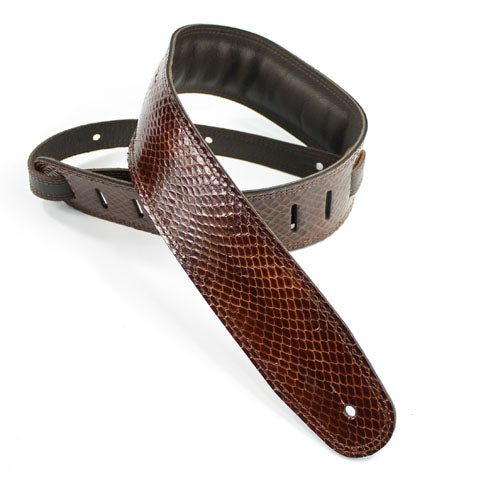 DSL 2.5" Padded Snakeskin Strap - Brown - Acoustic Centre Music Store, Melbourne Australia