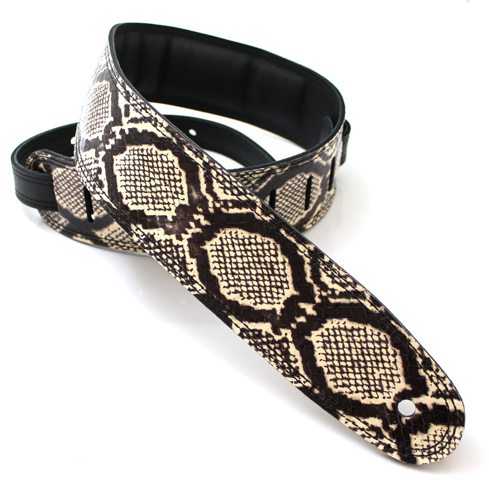 DSL 2.5&quot; Padded Snakeskin Strap - White / Black - Acoustic Centre Music Store, Melbourne Australia