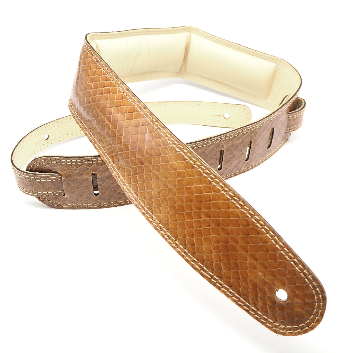 DSL 2.5" Padded Snakeskin Strap - Peanut Brown - Acoustic Centre Music Store, Melbourne Australia