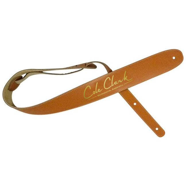 Cole Clark 2.5" Leather Strap - Tan / Gold - Acoustic Centre Music Store, Melbourne Australia