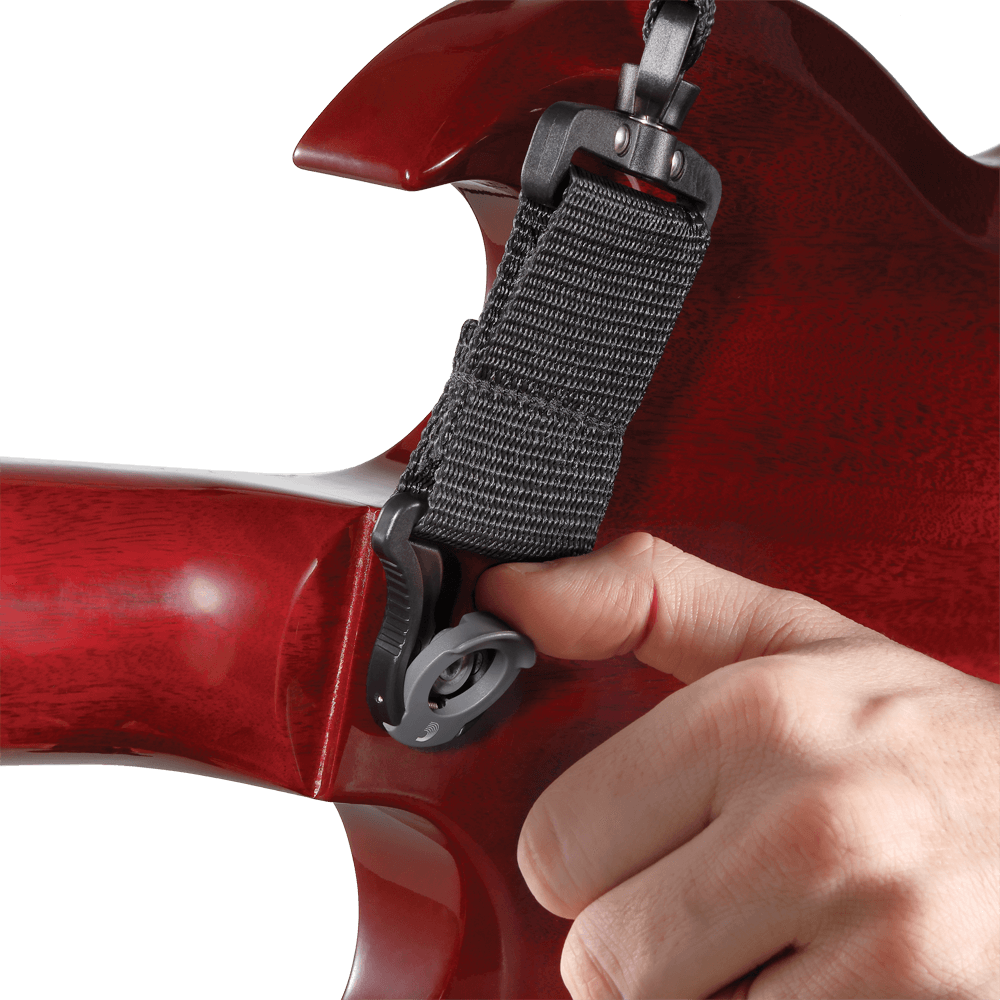 D’Addario Auto Lock Swivel Guitar Strap – Black Polypro