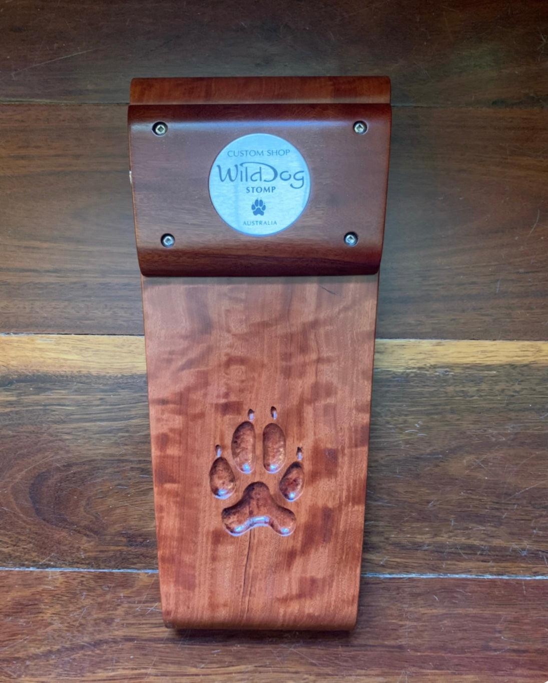 Wild Dog Custom Shop Exotic Timbers Stomp Box - Figured Jarrah / Australian Cedar Tonebar - Acoustic Centre Music Store, Melbourne Australia