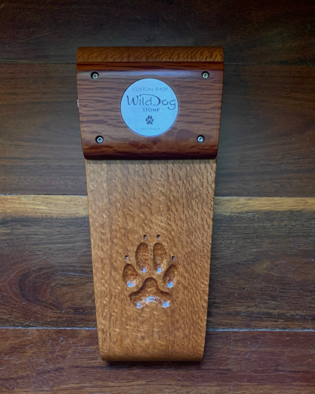 Wild Dog Custom Shop Exotic Timbers Stomp Box - Silky Oak / Hairy Oak Tonebar - Acoustic Centre Music Store, Melbourne Australia