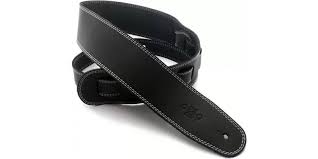 DSL GET 2.5" Slender Buckled Leather Guitar Strap - Black / Beige - Acoustic Centre Music Store, Melbourne Australia