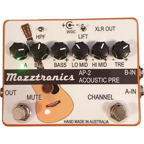 Mozztronics AP-2 Dual Channel Acoustic Preamp Pedal - Acoustic Centre Music Store, Melbourne Australia