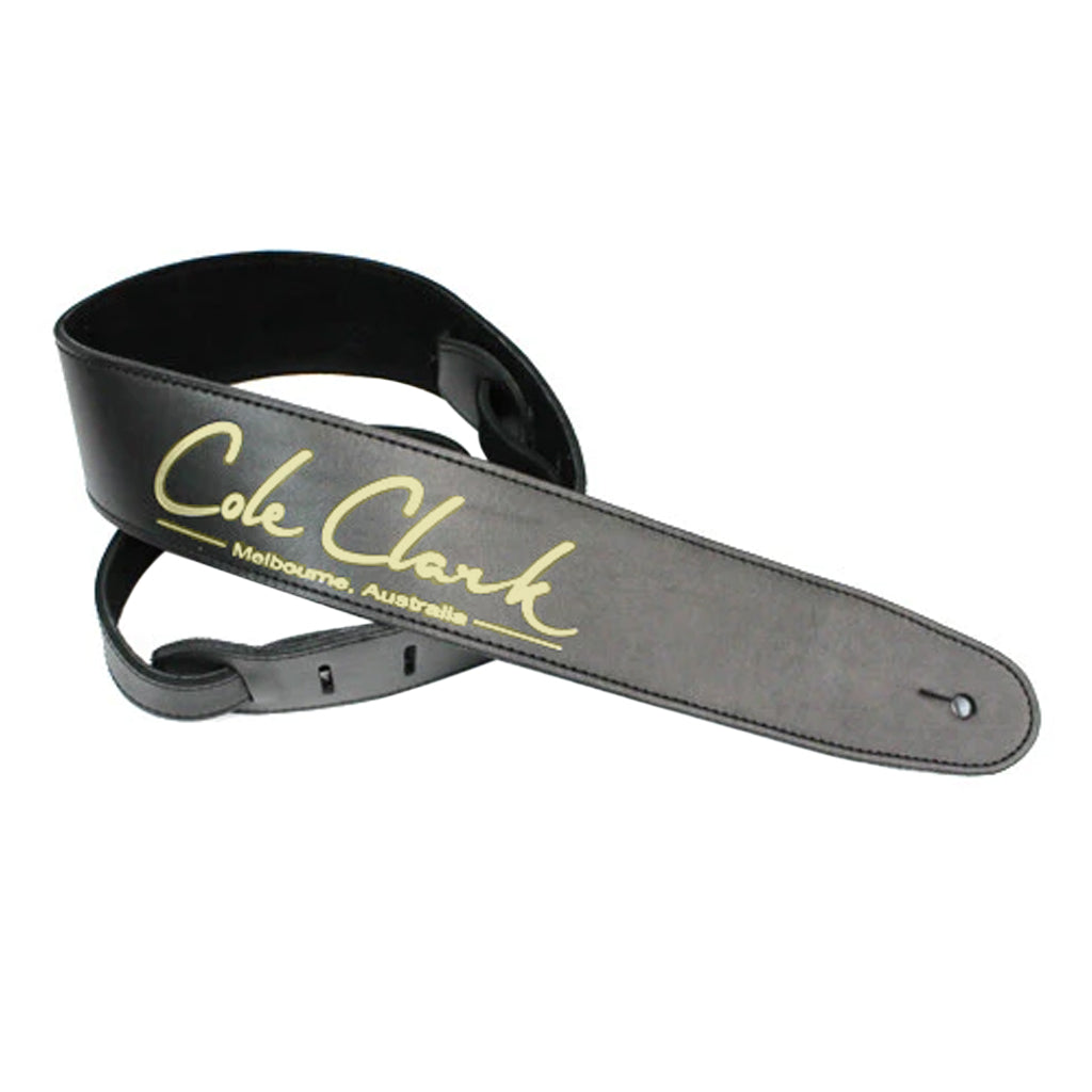 Cole Clark 2.5" Leather Strap - Black / Gold - Acoustic Centre Music Store, Melbourne Australia