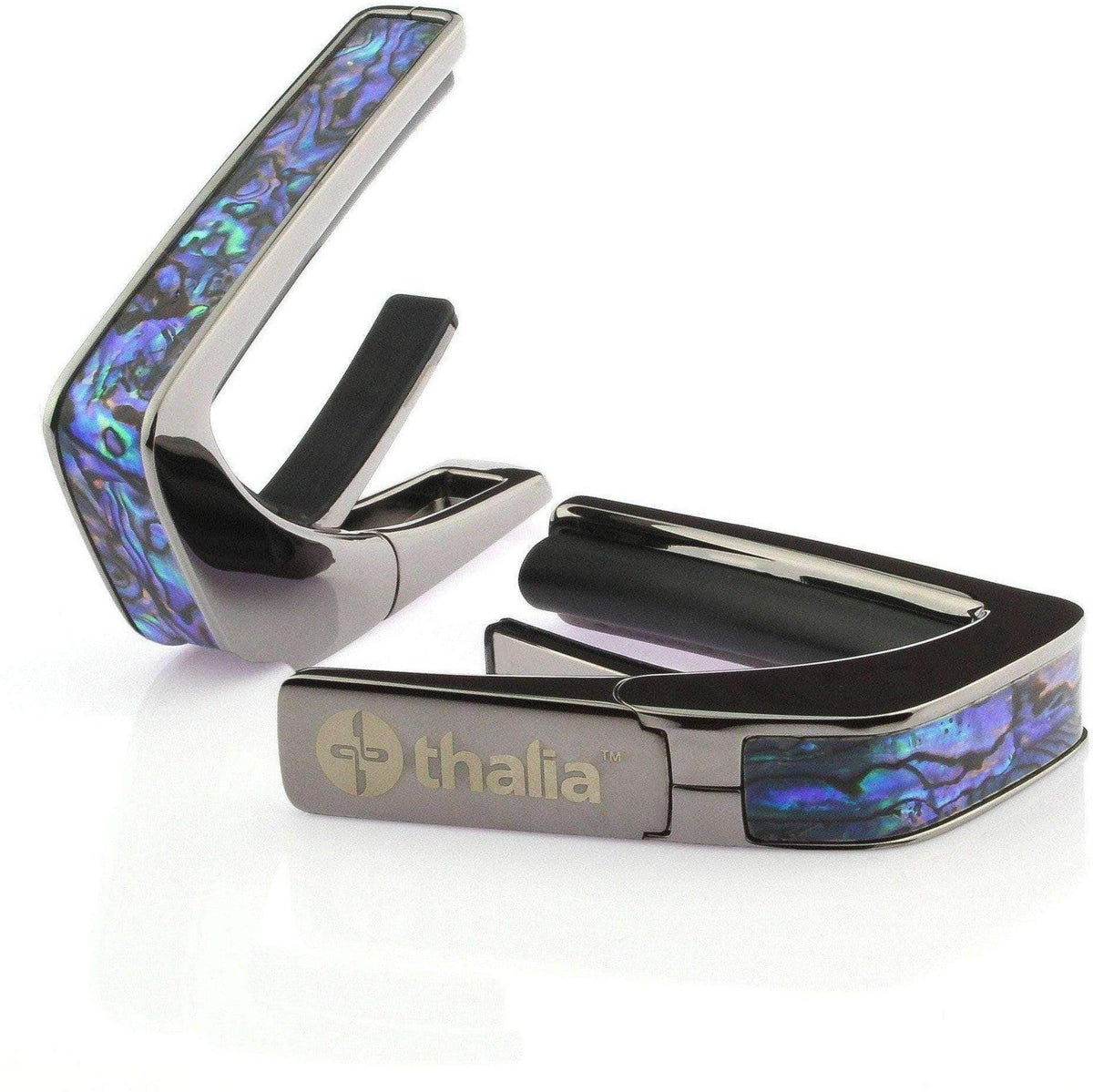Thalia 'Blue Abalone' Exotic Shell Series Guitar Capo - Black Chrome - Acoustic Centre Music Store, Melbourne Australia