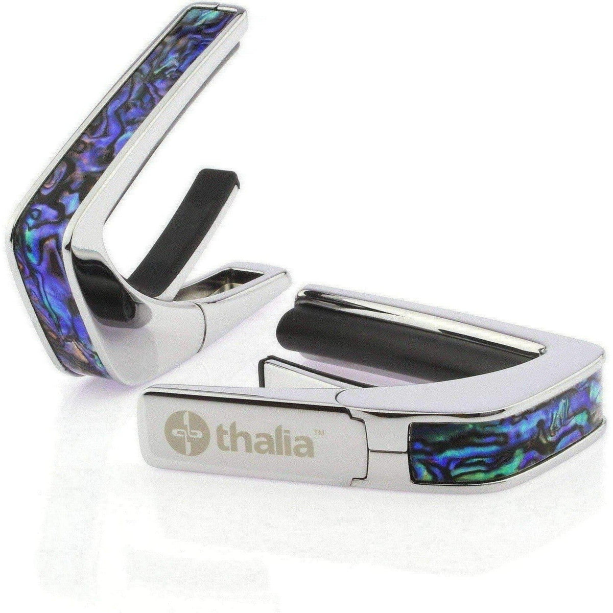 Thalia 'Blue Abalone' Exotic Shell Series Guitar Capo - Chrome - Acoustic Centre Music Store, Melbourne Australia