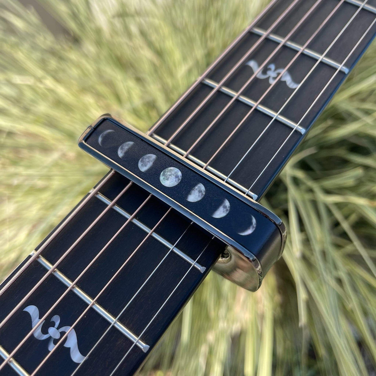Thalia 'Moon Phases on Pearl' Deluxe Series Guitar Capo - Black Chrome - Acoustic Centre Music Store, Melbourne Australia