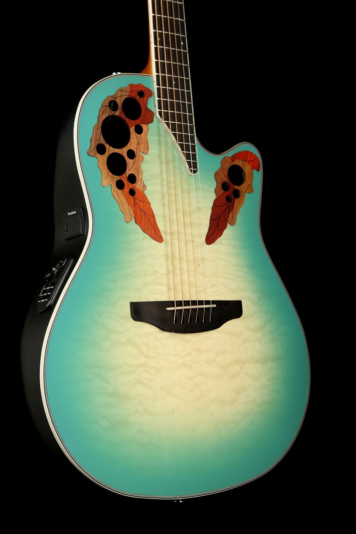Ovation Celebrity Elite Exotic &#39;Quilted Maple Mint Burst&#39; Acoustic Electric Guitar - Acoustic Centre Music Store, Melbourne Australia