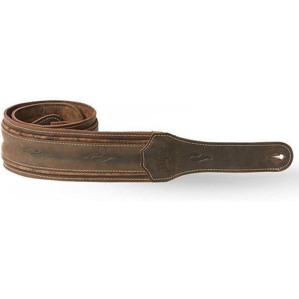 Taylor Element Distressed Dark Brown Leather Guitar Strap - Acoustic Centre Music Store, Melbourne Australia