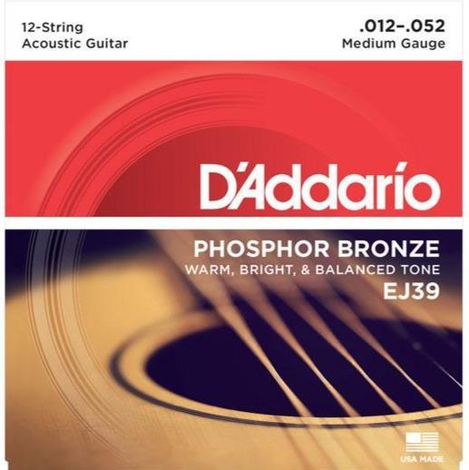 D&#39;Addario EJ39 12-String Acoustic Guitar Strings - .012 - .052 - Acoustic Centre Music Store, Melbourne Australia